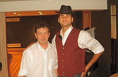 Roger Federer and Del Smith filming for Question of Sport